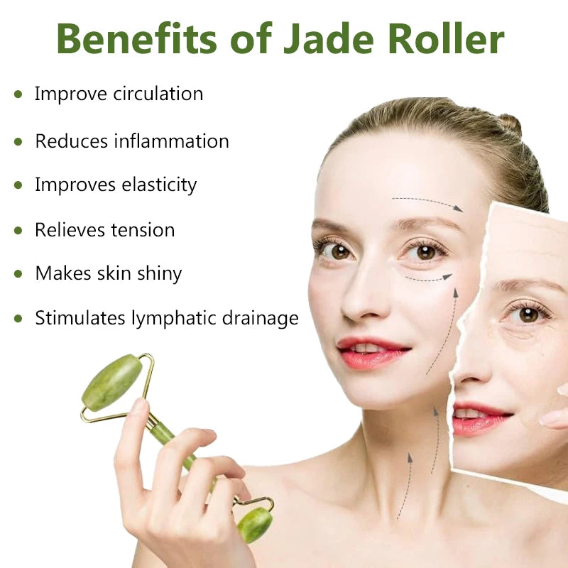 Gua Sha Jade Roller – Face, Neck & Eye Massager for Lifting & Skin Care