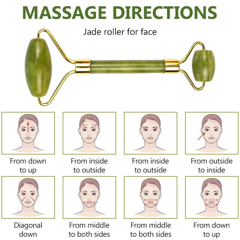 Gua Sha Jade Roller – Face, Neck & Eye Massager for Lifting & Skin Care