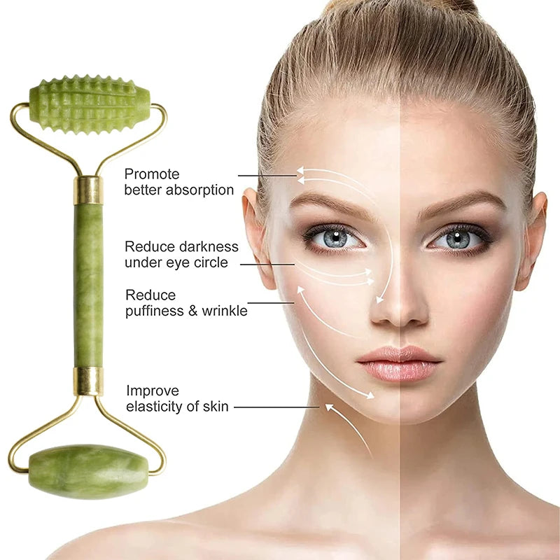 Gua Sha Jade Roller – Face, Neck & Eye Massager for Lifting & Skin Care
