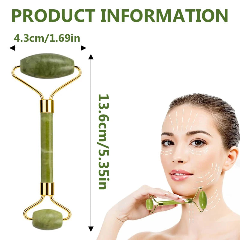 Gua Sha Jade Roller – Face, Neck & Eye Massager for Lifting & Skin Care