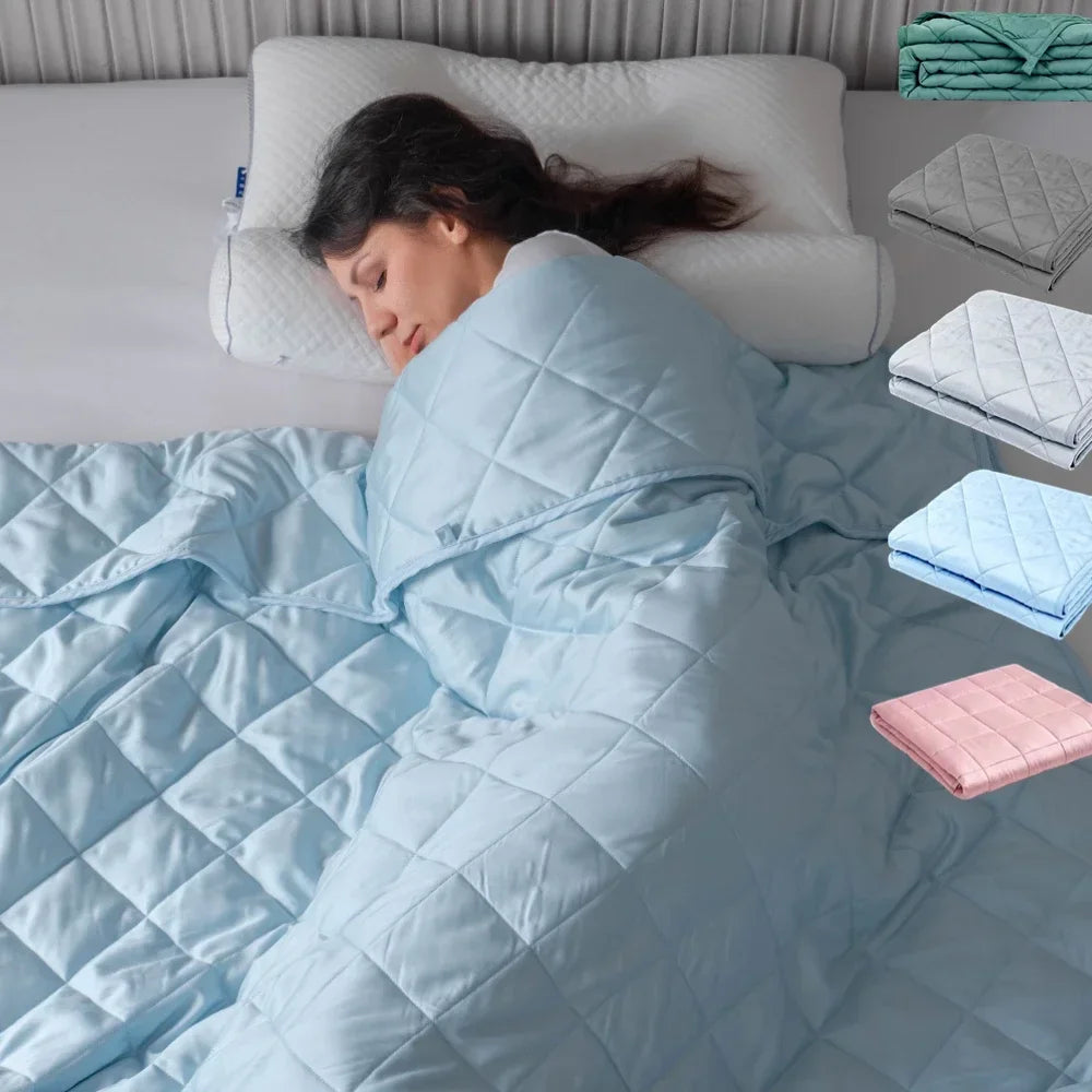 15lbs Weighted Blanket for Adults – Double-Sided Cotton with Glass Beads