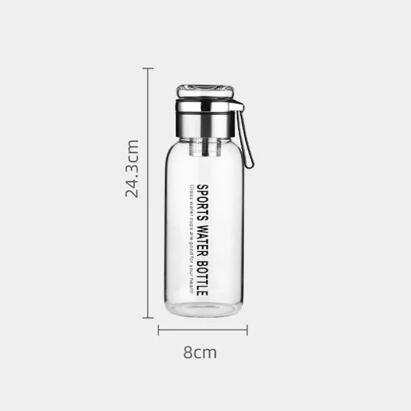 1.0L Large Glass Water Bottle with Cloth Sleeve – Borosilicate Glass Tea Infuser & Portable Outdoor Bottle