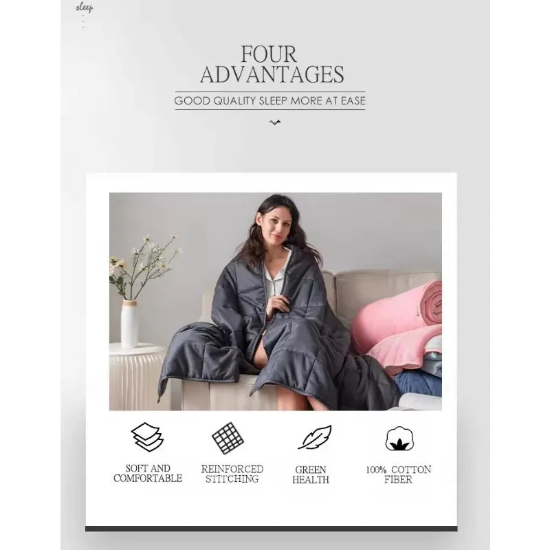 15lbs Weighted Blanket for Adults – Double-Sided Cotton with Glass Beads