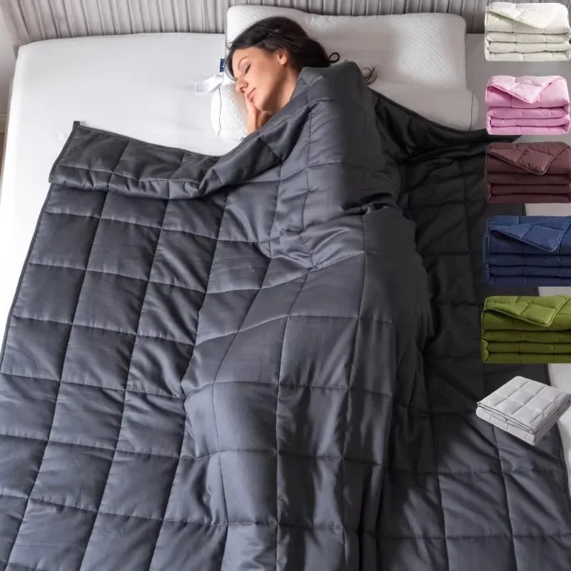 15lbs Weighted Blanket for Adults – Double-Sided Cotton with Glass Beads