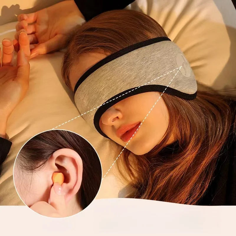 2-in-1 Sleep Mask & Noise-Reducing Earplugs – Adjustable Eye Mask for Travel, Naps & Deep Sleep