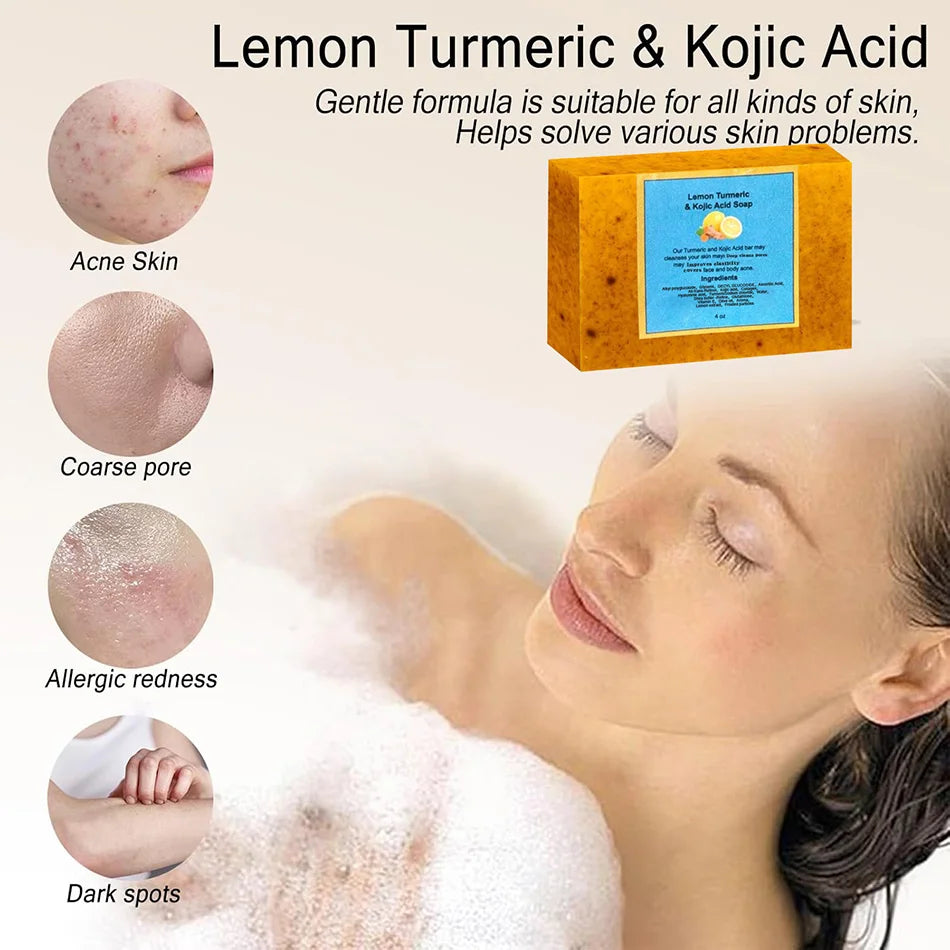 2pcs Turmeric & Lemon Soap – Brightening, Acne-Fighting & Skin Toning for Face & Body
