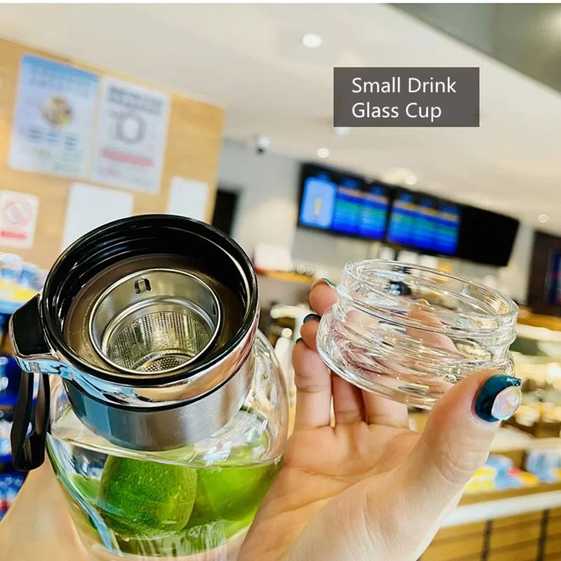 1.0L Large Glass Water Bottle with Cloth Sleeve – Borosilicate Glass Tea Infuser & Portable Outdoor Bottle