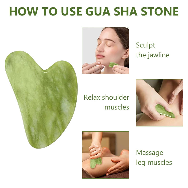Gua Sha Jade Roller – Face, Neck & Eye Massager for Lifting & Skin Care