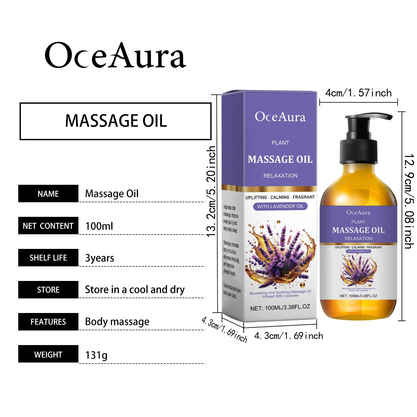 Lavender Essential Oil – Relaxing Massage & Body Moisturizing Oil