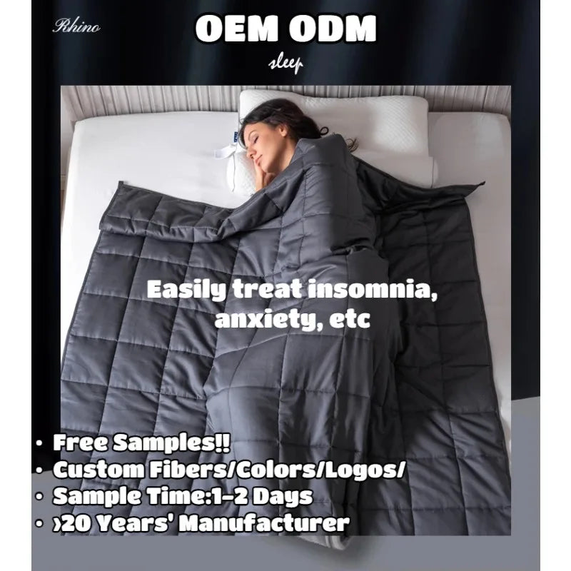 15lbs Weighted Blanket for Adults – Double-Sided Cotton with Glass Beads