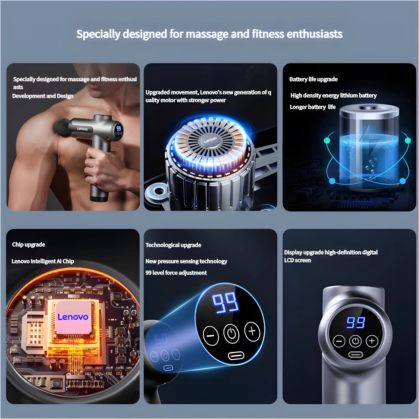 Lenovo Fascia Gun – Deep Muscle Relief & Fitness Relaxation Equipment