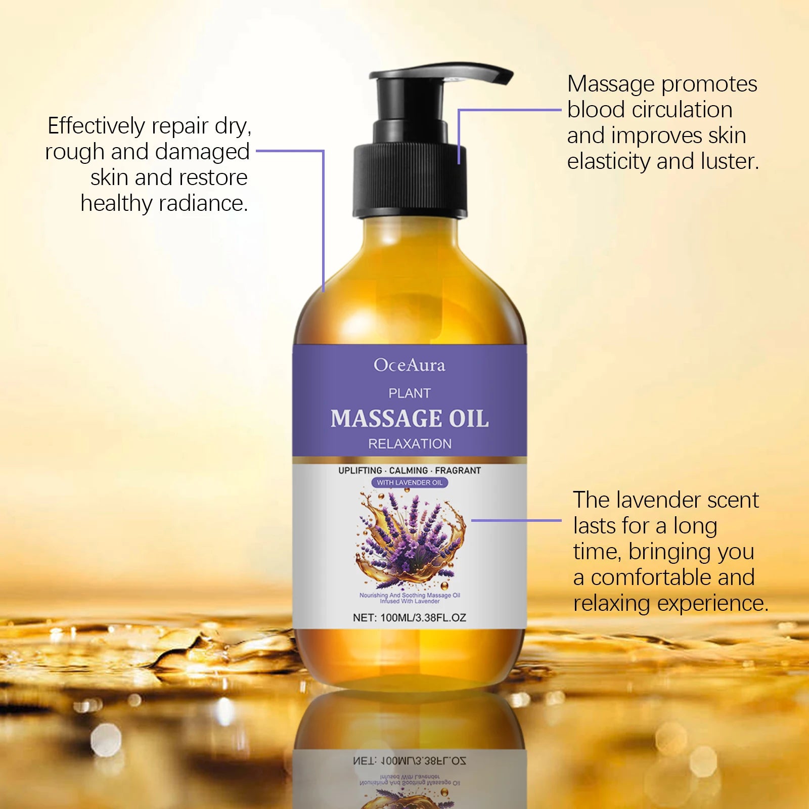 Lavender Essential Oil – Relaxing Massage & Body Moisturizing Oil