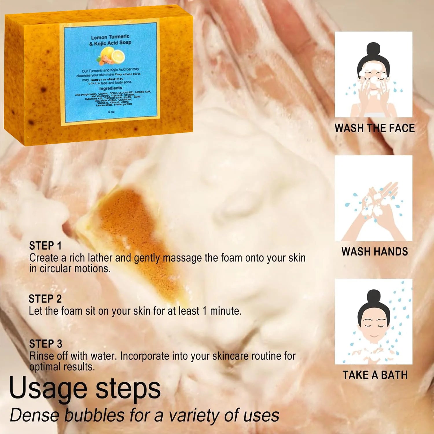 2pcs Turmeric & Lemon Soap – Brightening, Acne-Fighting & Skin Toning for Face & Body